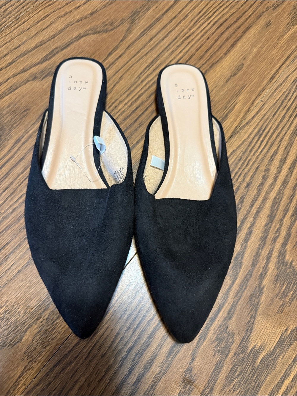 a new day Black Pointed Toe Backless Mules